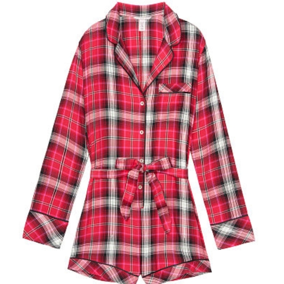 VICTORIA'S SECRET FLANNEL TIE ROMPER NWT - Picture 3 of 8